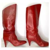 Moda Italica Red Leather Knee-High Boots Size 10B