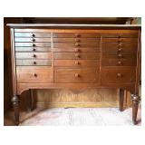 Antique Dental Cabinet with Marble Top and Glass Doors