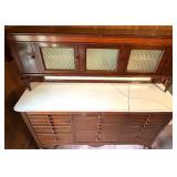 Antique Dental Cabinet with Marble Top and Glass Doors