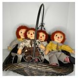 Raggedy Ann and Andy Dolls Lot - Set of 4 Classic Plush Dolls