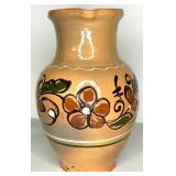 Group of Handcrafted Pottery Vessels and Carved Wood Accent