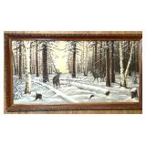 Two - Sided Framed Original Oil Paintings: Signed Don Harvey Harbor Scene and A. Bondarenko 1969 Winter Forest