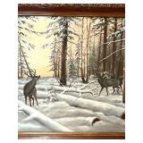 Two - Sided Framed Original Oil Paintings: Signed Don Harvey Harbor Scene and A. Bondarenko 1969 Winter Forest