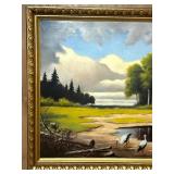 Double Sided Framed Landscape Oil Paintings, Signed and Unsigned
