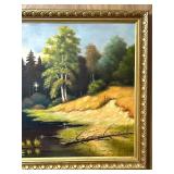 Double Sided Framed Landscape Oil Paintings, Signed and Unsigned