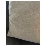 Brown Suede-Look 3-Seat Sofa by Precedent Sherrill Furniture with 2 Lavender Pillows and 2 Tan Pillows