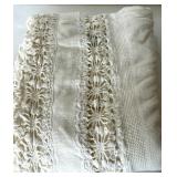 Vintage Lace Doilies and Table Linens Collection in Wicker Basket