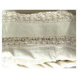 Vintage Lace Doilies and Table Linens Collection in Wicker Basket