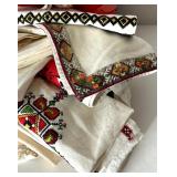 Assorted Embroidered and Lace Vintage Linens Lot with Tote Bag