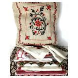 Lot of Vintage Linen and Embroidered Textile Decor