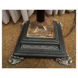 Ornate Bronze-Finish Torchiere Floor Lamp with Frosted Glass Shade