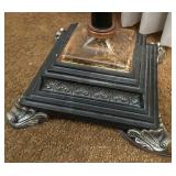 Ornate Bronze-Finish Torchiere Floor Lamp with Frosted Glass Shade