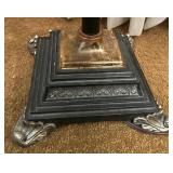 Ornate Bronze-Finish Torchiere Floor Lamp with Frosted Glass Shade