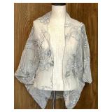 Sylvia Beitsch Beige Embellished Sheer Shawl Wrap Fits All