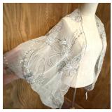 Sylvia Beitsch Beige Embellished Sheer Shawl Wrap Fits All