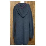 Newari Hand Knit Nepal Cardigan L/XL Embroidered Gray Hooded Sweater
