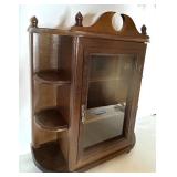 Vintage Wall-Mount Display Cabinet with Glass Door and Side Shelves