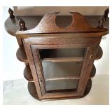 Vintage Wall-Mount Display Cabinet with Glass Door and Side Shelves