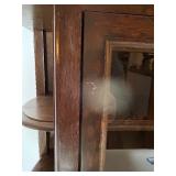 Vintage Wall-Mount Display Cabinet with Glass Door and Side Shelves