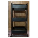 Three-Tier Black Metal Rolling Utility Cart