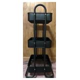 Three-Tier Black Metal Rolling Utility Cart