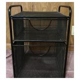 Wood Desktop Organizer and Black Mesh 2-Drawer Storage Unit