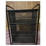 Wood Desktop Organizer and Black Mesh 2-Drawer Storage Unit