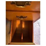 Traditional Wood Office Desk with Seven Drawers and Brass Handles