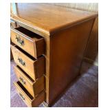 Wood Office Desk with 8 Drawers and Brass Handles