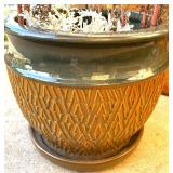 Outdoor Decor Lot with Doormat, Flag Stand, Planter, and Garden Spinner