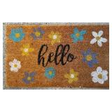 Outdoor Decor Lot with Doormat, Flag Stand, Planter, and Garden Spinner