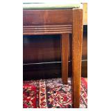 Wooden Piano or Vanity Bench with Green Upholstered Seat