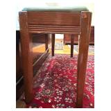 Wooden Piano or Vanity Bench with Green Upholstered Seat
