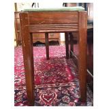 Wooden Piano or Vanity Bench with Green Upholstered Seat