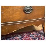 Vintage Wood Bow Front 4-Drawer Dresser with Brass Pulls