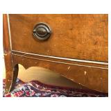 Vintage Wood Bow Front 4-Drawer Dresser with Brass Pulls