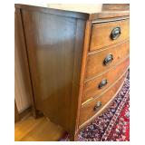 Vintage Wood Bow Front 4-Drawer Dresser with Brass Pulls