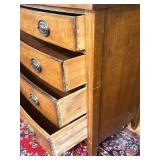 Vintage Wood Bow Front 4-Drawer Dresser with Brass Pulls