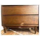 Bassett Mid-Century Highboy Dresser with Carved Mirror