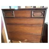 Bassett Mid-Century Highboy Dresser with Carved Mirror