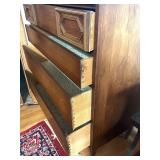 Bassett Mid-Century Highboy Dresser with Carved Mirror