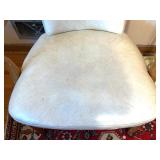 Vintage Cream Metal Tole Floor Lamp and White Upholstered Wood Armchair