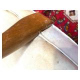 Vintage Cream Metal Tole Floor Lamp and White Upholstered Wood Armchair