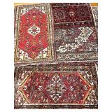 Lot of 4 Vintage Hand-Knotted Wool Area Rugs - Various Oriental Designs