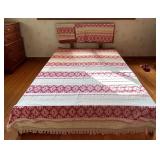 Lot of 2 Vintage Handcrafted Bedspreads and Table Runner