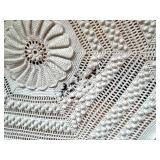 Lot of 2 Vintage Handcrafted Bedspreads and Table Runner