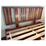 Wooden Slat Queen Bed Frame with Headboard