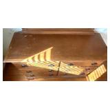 Six-Drawer Dresser With Mirror, Medium Wood Finish