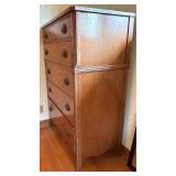 Vintage Tall Wooden Chest of Drawers with Inlay Detail