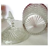 Ruby Red & Clear Glassware Lot - Lenox, Vintage Bowls, Plates, Pitcher